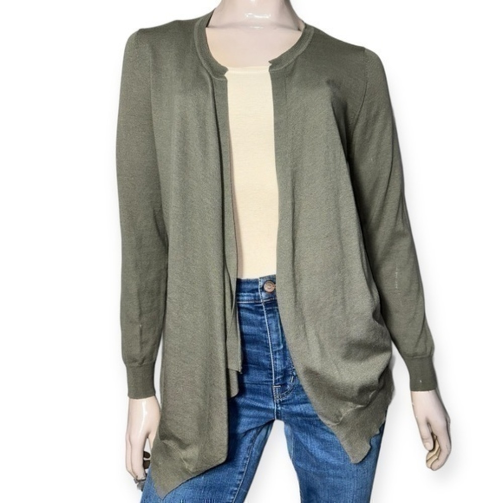 Allude Women’s Size S Grey Cotton Cashmere Tight Lightweight Knit Wrap Cardigan